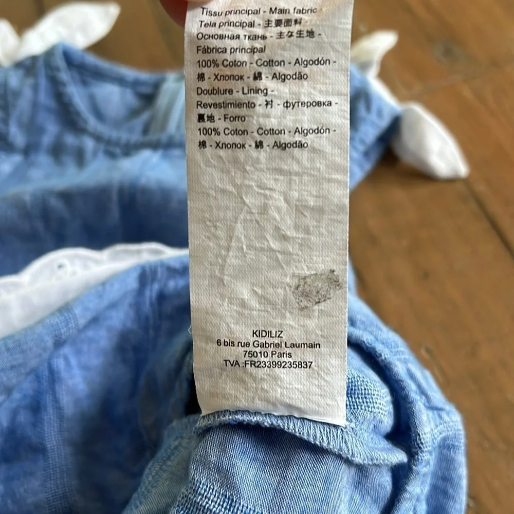 Lili gaufrette chambray skirted romper